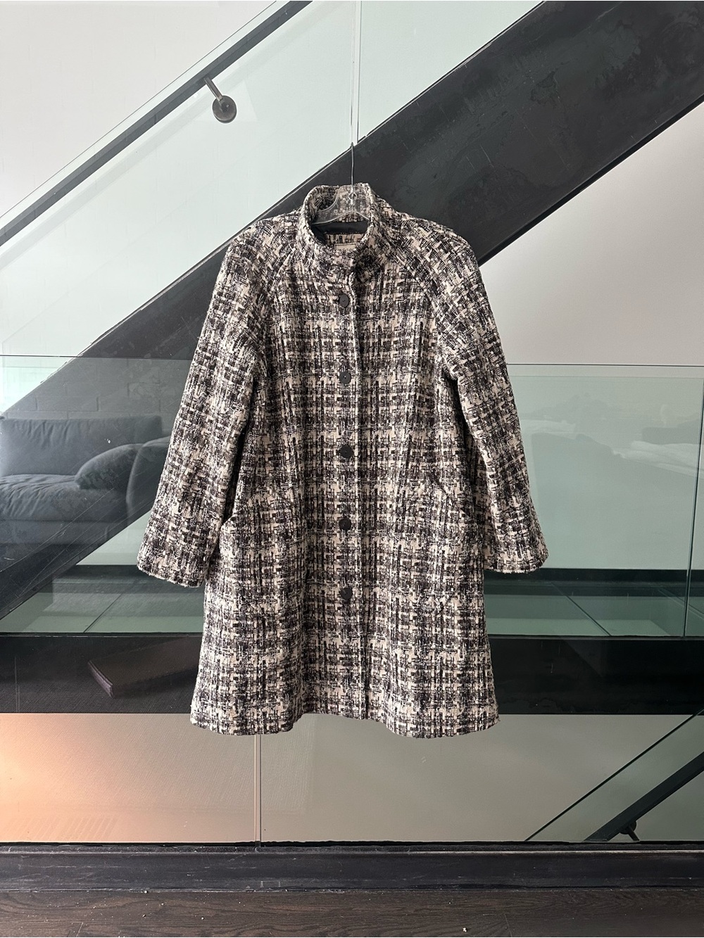 J. Jill Taupe and Cream Tweed Pea Coat
